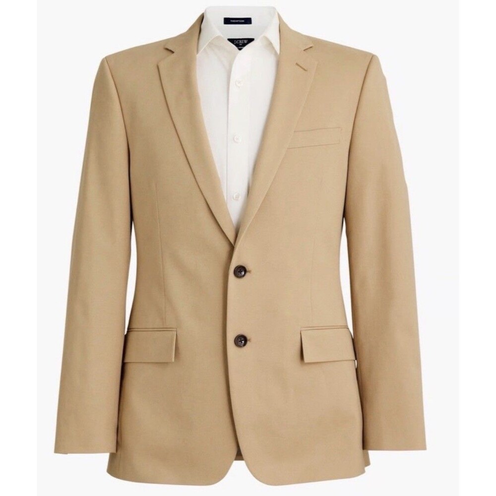J. Crew Blazer Thompson Blazer 40R  Tan Slim Fit Cotton Blend  Fit Truetemp 365